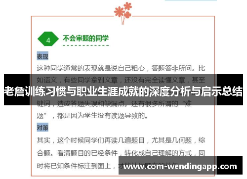 老詹训练习惯与职业生涯成就的深度分析与启示总结